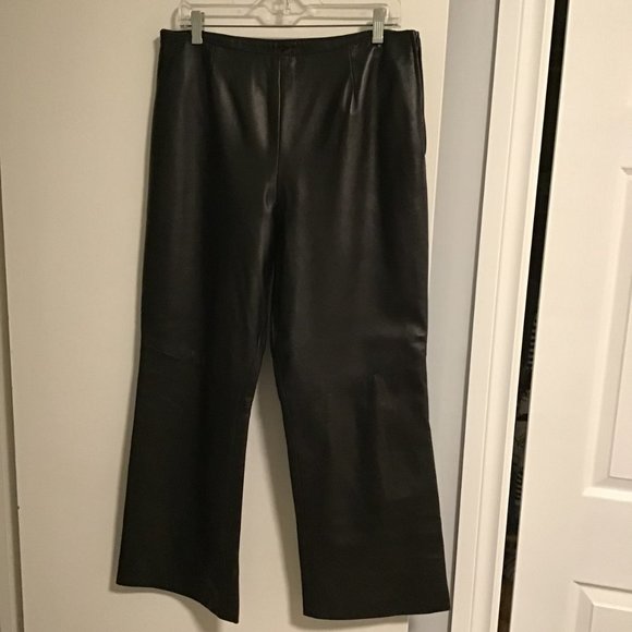 DANIER Italian Leather Boot Cut Pants - Picture 2 of 11